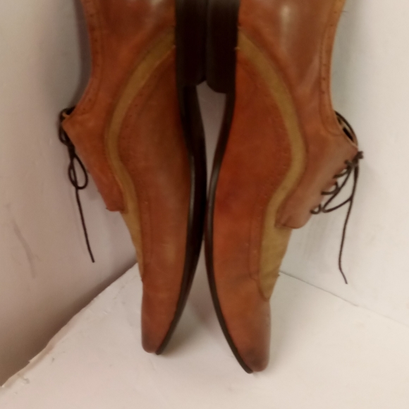 Vtge Dune London Shoes Wingtip ACCREDIT Brown Leather/Burlap Fabric Sz 13M/46 main image 7
